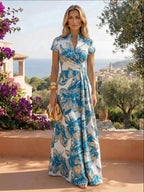 Jacquard Sheath/Column V-Neck Floor-Length Mother of the Bride & Groom Dresses with Ruched Waist (SHI22501057)