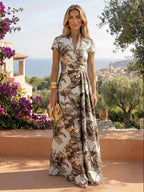 Jacquard Sheath/Column V-Neck Floor-Length Mother of the Bride & Groom Dresses with Ruched Waist (SHI22501057)