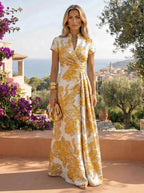 Jacquard Sheath/Column V-Neck Floor-Length Mother of the Bride & Groom Dresses with Ruched Waist (SHI22501057)