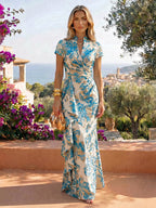 Jacquard Sheath/Column V-Neck Floor-Length Mother of the Bride & Groom Dresses with Ruffles & Ruched Waist (SHI22501058)