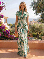 Jacquard Sheath/Column V-Neck Floor-Length Mother of the Bride & Groom Dresses with Ruffles & Ruched Waist (SHI22501058)