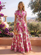 Jacquard A-Line/Princess V-Neck Floor-Length Mother of the Bride & Groom Dresses with Ruched Waist (SHI22501061)
