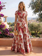 Jacquard A-Line/Princess V-Neck Floor-Length Mother of the Bride & Groom Dresses with Ruched Waist (SHI22501061)