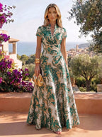 Jacquard A-Line/Princess V-Neck Floor-Length Mother of the Bride & Groom Dresses with Ruched Waist (SHI22501061)