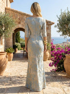 Jacquard Sheath/Column Scoop Neck Floor-Length Mother of the Bride & Groom Dresses with Ruched Waist (SHI22501318)