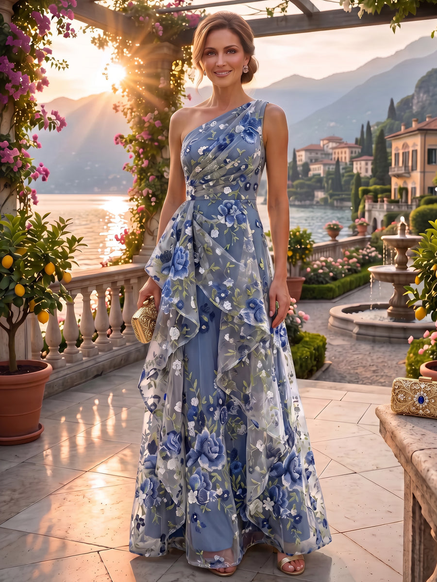 Chiffon Lace A-Line/Princess Off Shoulder Long Mother of the Bride & Groom Dresses with Ruched Waist & Sweep Train (SHI22501250)