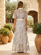 Jacquard A-Line/Princess V-Neck Floor-Length Mother of the Bride & Groom Dresses with Belt (SHI22500943)