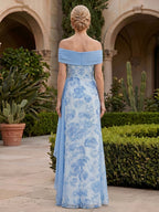 Tulle A-Line/Princess Off Shoulder Floor-Length Mother of the Bride & Groom Dresses with 3D Flowers (SHI22501019)