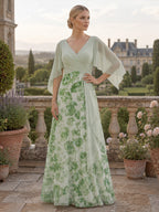 A-Line/Princess V-Neck Floor-Length Mother of the Bride & Groom Dresses with Ruffles & Ruched Waist (SHI22501284)