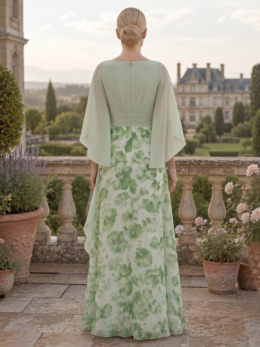 A-Line/Princess V-Neck Floor-Length Mother of the Bride & Groom Dresses with Ruffles & Ruched Waist (SHI22501284)