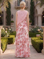 Floral Print A-Line/Princess Scoop Neck Tea-Length Mother of the Bride & Groom Dresses with Ruffles (SHI22501121)