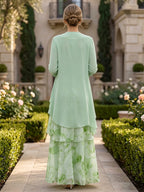 Floral Print A-Line/Princess Scoop Neck Floor-Length Mother of the Bride & Groom Dresses with Tiered Layers & Ruffles (SHI22501117)