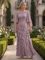 Chiffon A-Line/Princess Scoop Neck Floor-Length Mother of the Bride & Groom Dresses with Ruched Waist (SHI22501277)