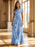 Jacquard A-Line/Princess V-Neck Floor-Length Mother of the Bride & Groom Dresses with Pockets (SHI22501540)