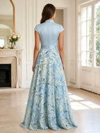 Jacquard Sheath/Column Scoop Neck Floor-Length Mother of the Bride & Groom Dresses with Ruched Waist (SHI22500921)