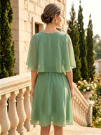 Chiffon A-Line/Princess Scoop Neck Short Mother of the Bride & Groom Dresses Tiered (SHI22500912)