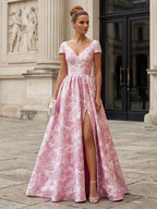 Sheath Floral Jacquard Off Shoulder Mother of the Bride & Groom Dresses with Flower (SHI22500777)