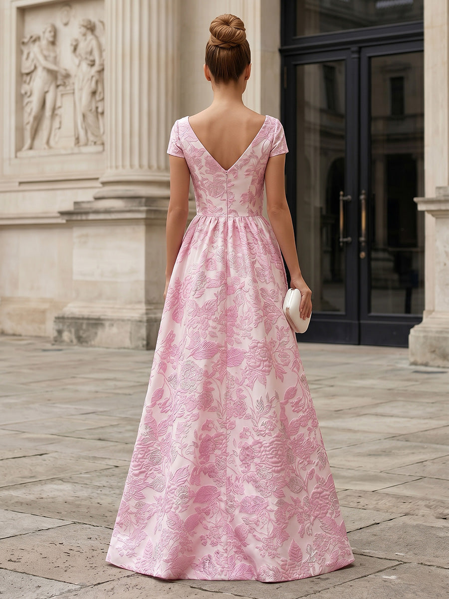 Sheath Floral Jacquard Off Shoulder Mother of the Bride & Groom Dresses with Flower (SHI22500777)