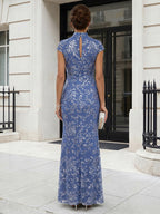Satin V Neck Floral Print A Line Mother of the Bride Dresses (SHIR1110445)