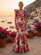 Jacquard Mermaid/Trumpet V-Neck Floor-Length Mother of the Bride & Groom Dresses for Women (SHI22501233)