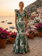 Jacquard Mermaid/Trumpet V-Neck Floor-Length Mother of the Bride & Groom Dresses for Women (SHI22501233)