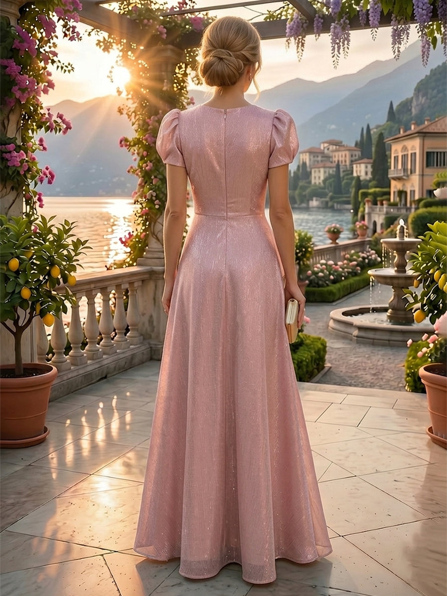 A-Line/Princess One Shoulder Tea-Length Mother of the Bride & Groom Dresses with Ruffles & Ruched Waist (SHI22501283)