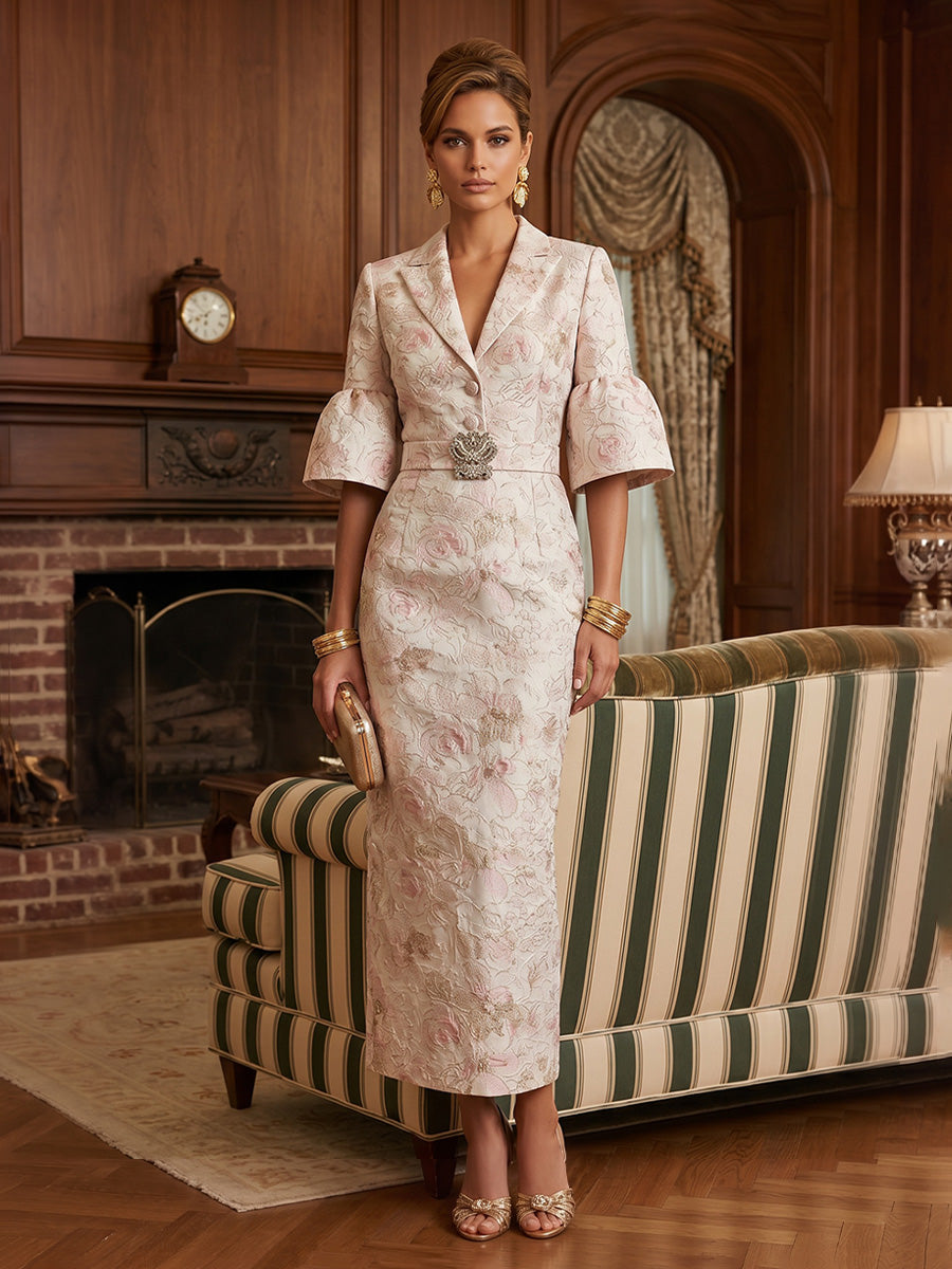 Sheath/Column V-Neck Sequin Maxi Mother of the Bride & Groom Dresses with Ruched Waist & Side Sash (SHI22501697)