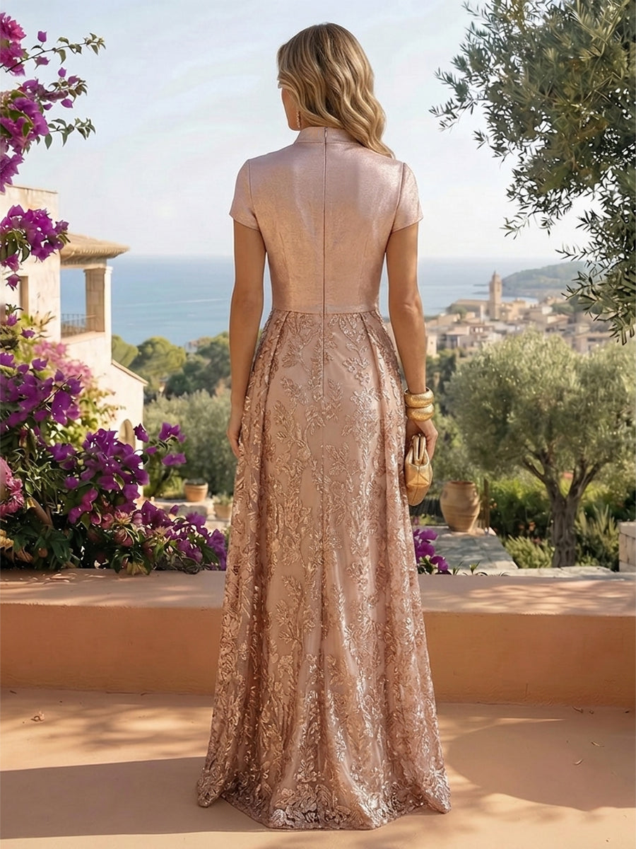 Sequin Floral Sheath Floor-Length Mother of the Bride & Groom Dresses with Satin Bodice (SHI22500925)