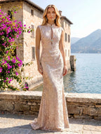 Jacquard Mermaid/Trumpet Off Shoulder Floor-Length Mother of the Bride & Groom Dresses with Corset Bodice (SHI22500833)