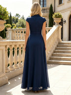 A-Line/Princess Off Shoulder Satin Floor-Length Mother of the Bride & Groom Dresses with 3D Flowers & Sweep Train (SHI22501552)