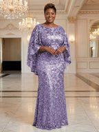 Plus Size Sequin Floral Sheath/Column Scoop Neck Floor-Length Mother of the Bride & Groom Dresses for Women (SHI22501373)