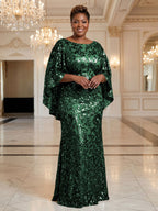 Plus Size Sequin Floral Sheath/Column Scoop Neck Floor-Length Mother of the Bride & Groom Dresses for Women (SHI22501373)