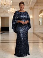 Plus Size Sequin Floral Sheath/Column Scoop Neck Floor-Length Mother of the Bride & Groom Dresses for Women (SHI22501373)