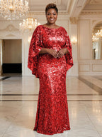 Plus Size Sequin Floral Sheath/Column Scoop Neck Floor-Length Mother of the Bride & Groom Dresses for Women (SHI22501373)
