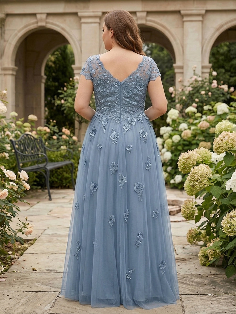 A-Line/Princess Off Shoulder Satin Floor-Length Mother of the Bride & Groom Dresses with 3D Flowers & Sweep Train (SHI22501552)