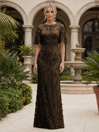 Lace Floral Sheath/Column Scoop Neck Floor-Length Mother of the Bride & Groom Dresses for Women (SHI22501493)