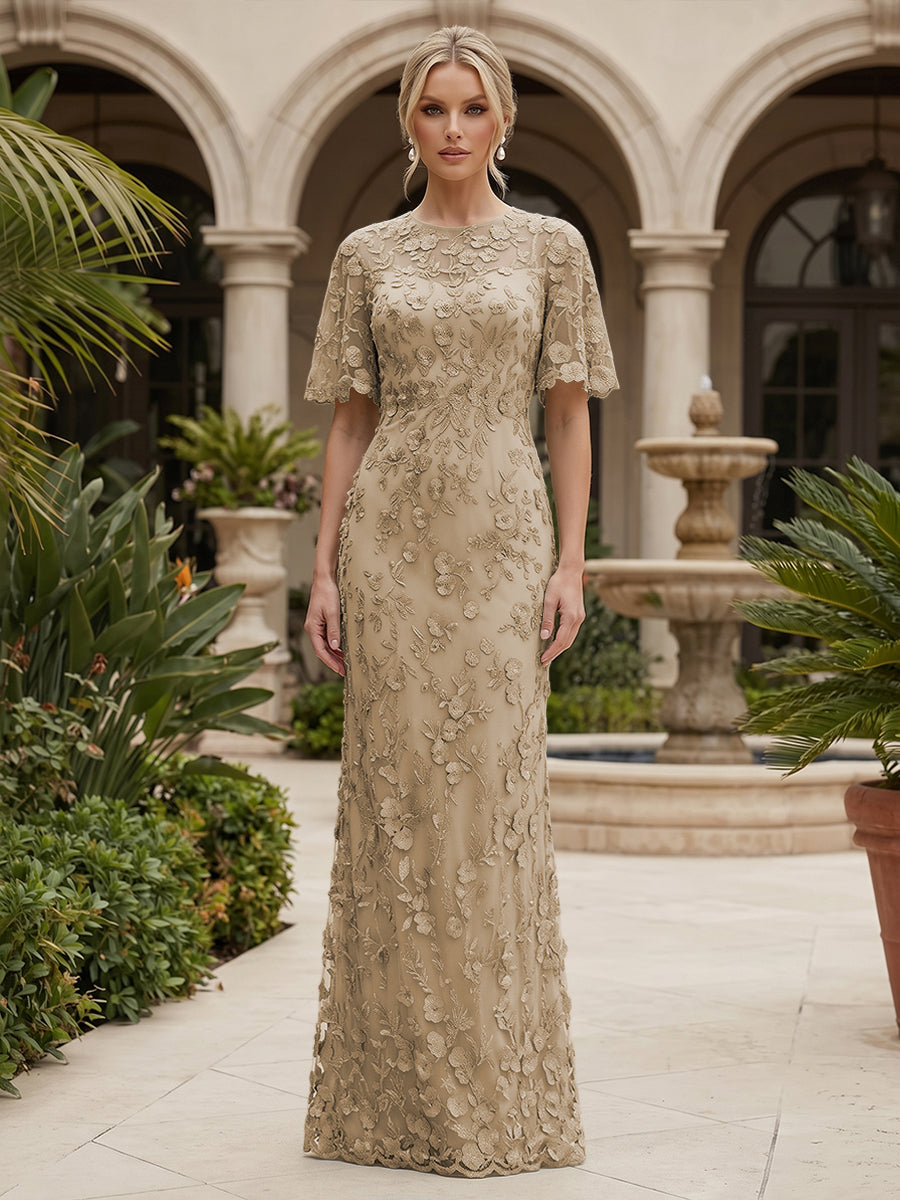 Lace Floral Sheath/Column Scoop Neck Floor-Length Mother of the Bride & Groom Dresses for Women (SHI22501493)