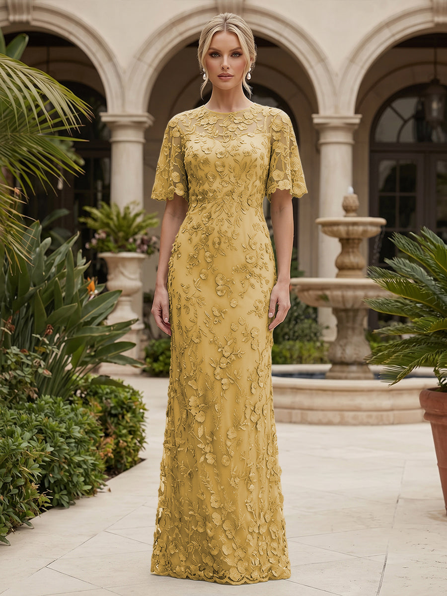Lace Floral Sheath/Column Scoop Neck Floor-Length Mother of the Bride & Groom Dresses for Women (SHI22501493)