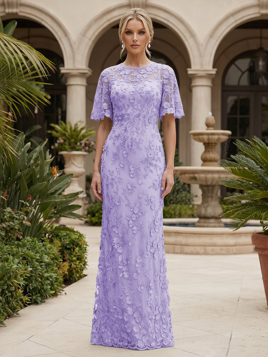 Lace Floral Sheath/Column Scoop Neck Floor-Length Mother of the Bride & Groom Dresses for Women (SHI22501493)