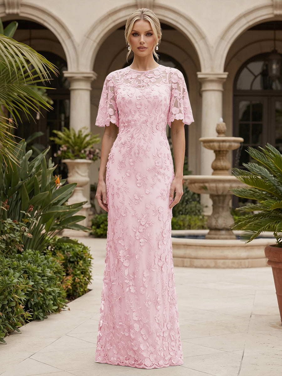 Lace Floral Sheath/Column Scoop Neck Floor-Length Mother of the Bride & Groom Dresses for Women (SHI22501493)