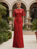 Lace Floral Sheath/Column Scoop Neck Floor-Length Mother of the Bride & Groom Dresses for Women (SHI22501493)