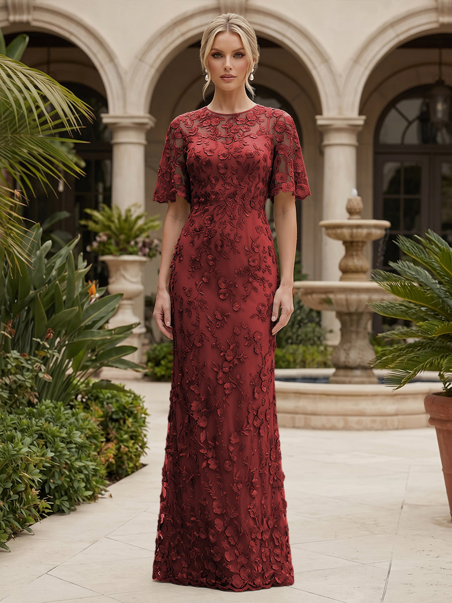 Lace Floral Sheath/Column Scoop Neck Floor-Length Mother of the Bride & Groom Dresses for Women (SHI22501493)