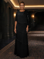 Chiffon A-Line/Princess Scoop Neck Floor-Length Mother of the Bride & Groom Dresses with Tiered Layers (SHI22501536)