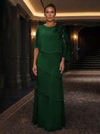 Chiffon A-Line/Princess Scoop Neck Floor-Length Mother of the Bride & Groom Dresses with Tiered Layers (SHI22501536)