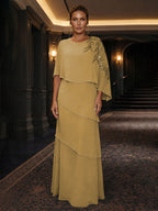 Chiffon A-Line/Princess Scoop Neck Floor-Length Mother of the Bride & Groom Dresses with Tiered Layers (SHI22501536)
