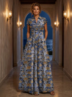 Jacquard A-Line/Princess V-Neck Floor-Length Mother of the Bride & Groom Dresses with Pockets (SHI22501540)