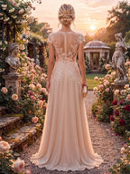 Tulle A-Line/Princess V-Neck Floor-Length Mother of the Bride & Groom Dresses with 3D Flowers (SHI22501351)