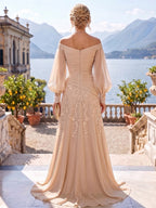 A-Line/Princess Off Shoulder Chiffon Floor-Length Mother of the Bride & Groom Dresses with Lace Appliques & Pleats (SHI22501566)