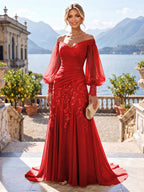 A-Line/Princess Off Shoulder Chiffon Floor-Length Mother of the Bride & Groom Dresses with Lace Appliques & Pleats (SHI22501566)