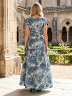 A-Line/Princess V-Neck Jacquard Floor-Length Mother of the Bride & Groom Dresses with Ruched Waist (SHI22501580)